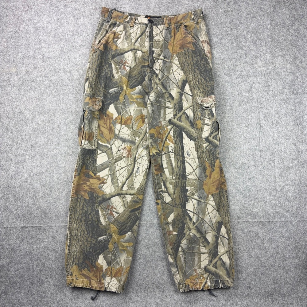 Outfitters Ridge Cargo Pants Mens M 32x31 Camo Realtree Hardwoods Hunting Y2K